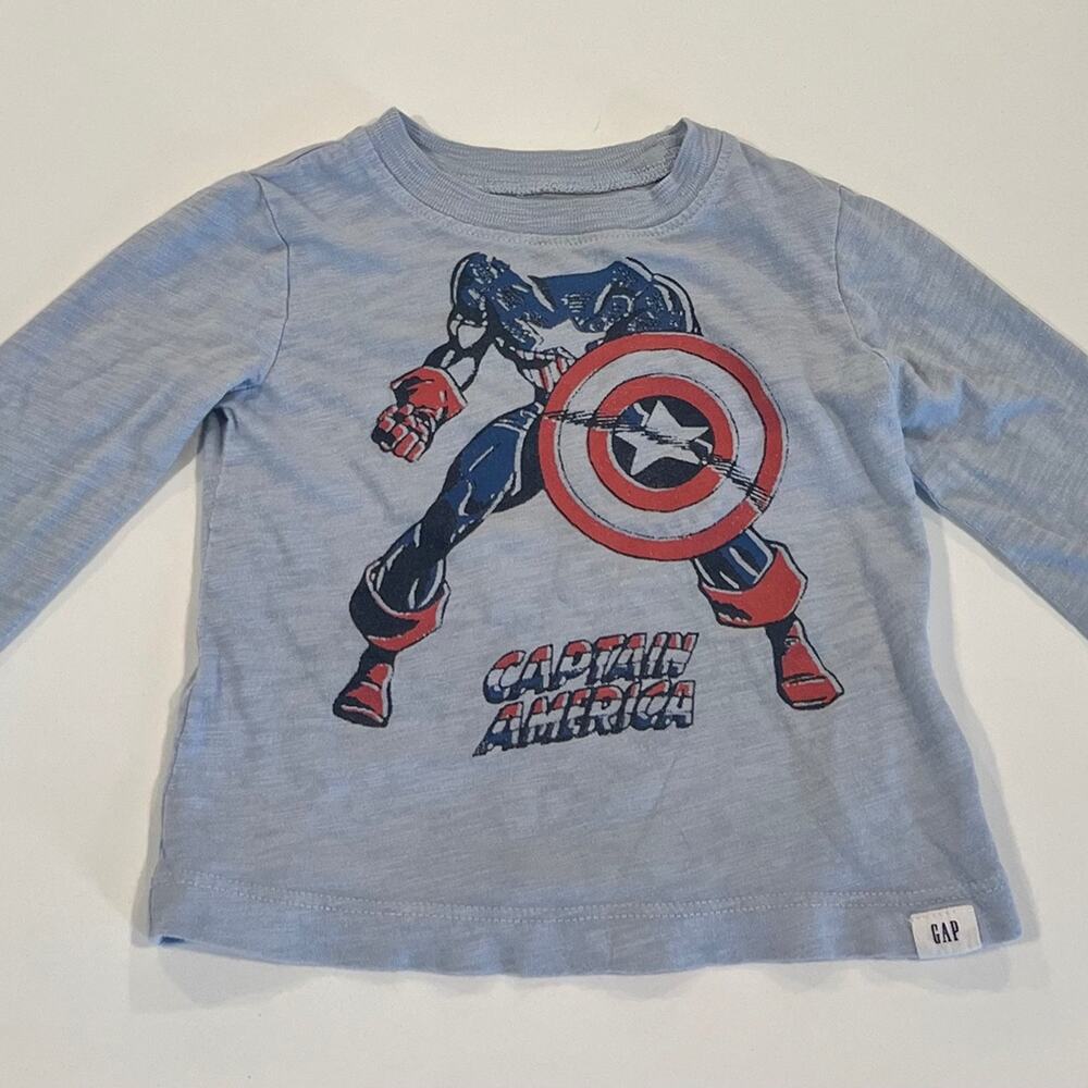 Marvel Captain America Baby Gap Long Sleeved Blue Shirt bundle with Zip Hoodie